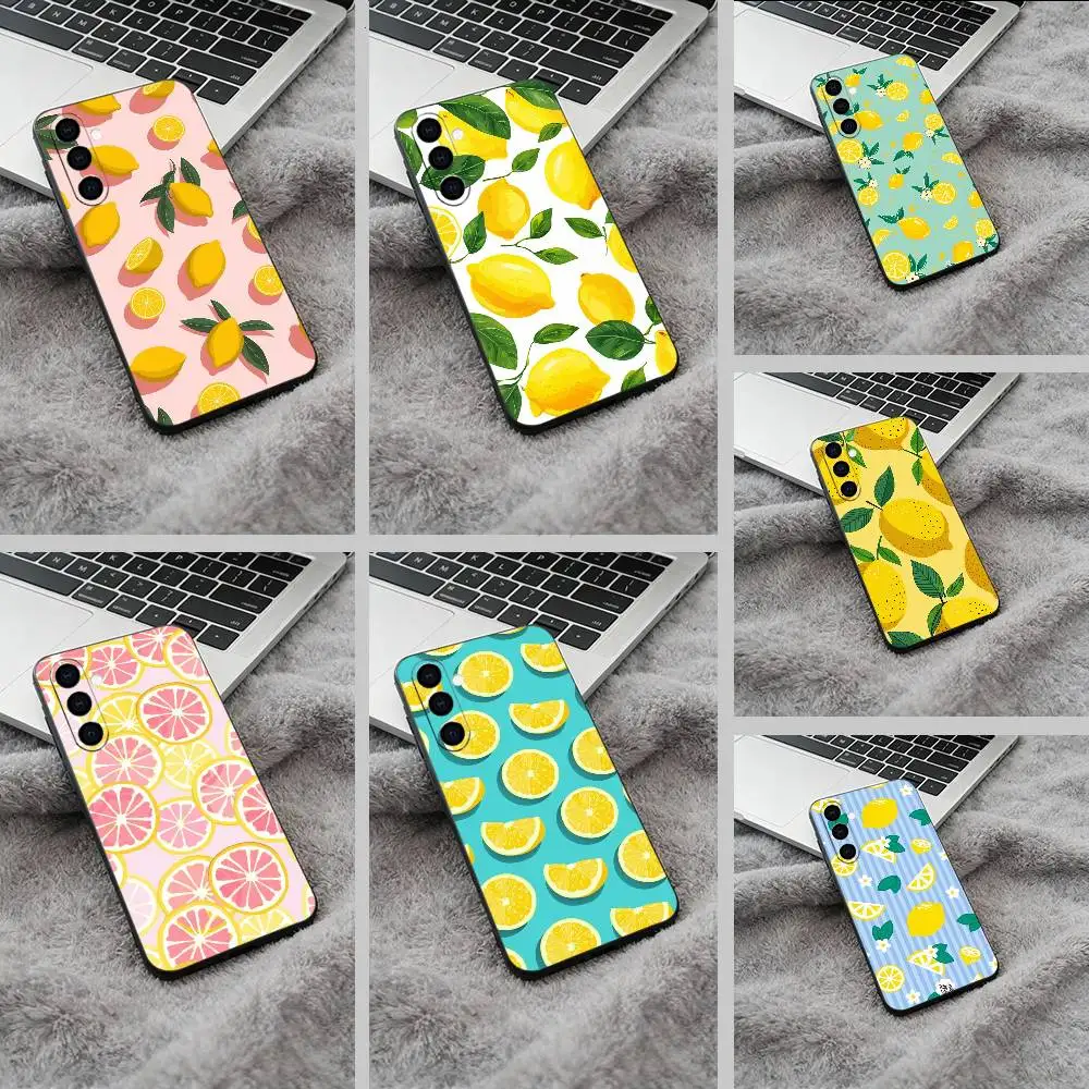 S-Seaside scenario Wine Lemon Soft Silicone phone Case for Samsung Galaxy A73/A71/A72/A70/A53/A52/A51 - Black