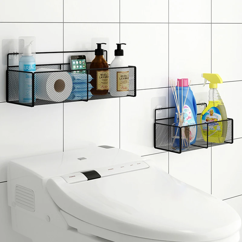 Bathroom Shelf Makeup Storage Organizer Alloy Shampoo Rack Shower Shelf No Drill Wall Shelf  With Suction Cup