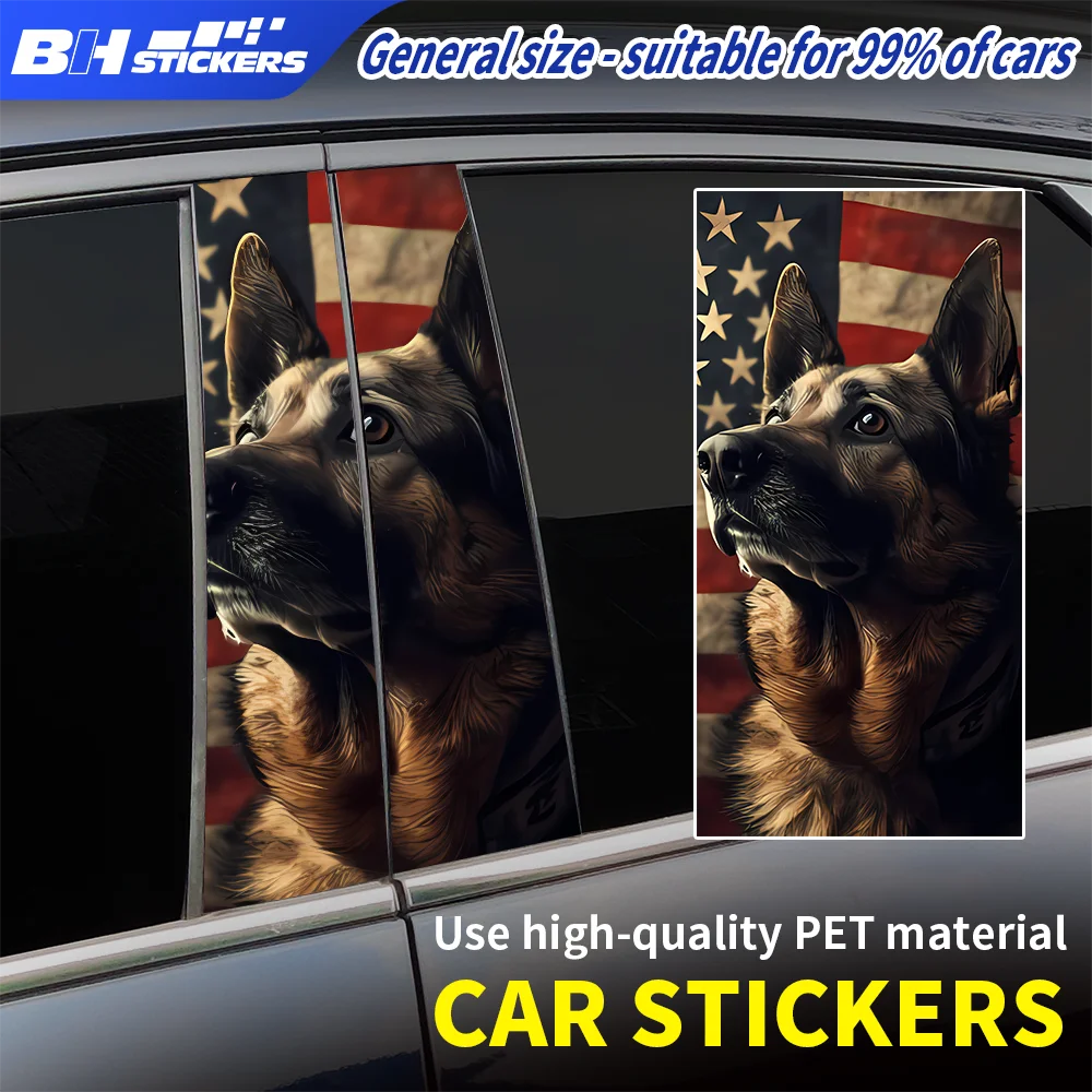 

25x50cm American Flag Police Dog Car Sticker B-Pillar Vinyl Sticker Covering Scratched Decorative Sticker Automotive exterior