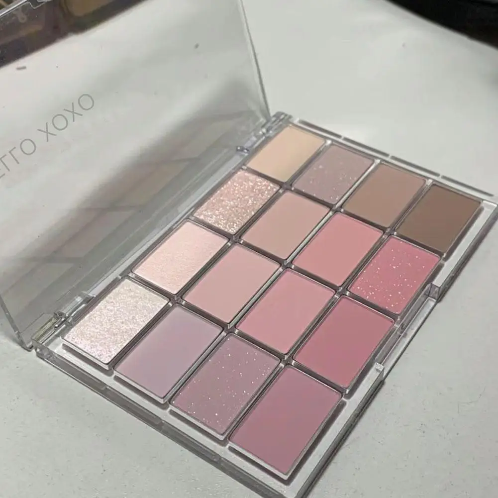 Paleta de sombras de ojos, 16 colores, mate, Nacarado, baja saturación, larga paleta de ojos, maquillaje marrón, brillo Rosa duradero