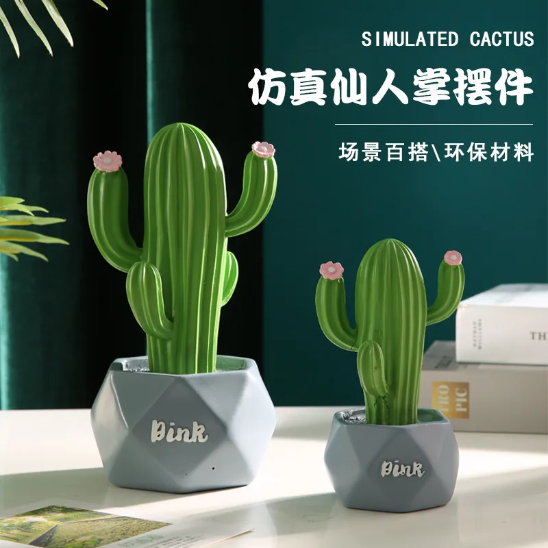 Green simulation  Cactus Ornament Simulation Green Plants Living Room Office Desktop Small Pottery Indoor Decoration Creativity