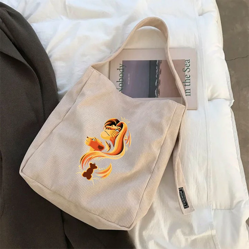 Disney The Lion King Canvas Tote Bag Female Shoulder Bag for Ladies Shopping Bag Students Foldable Handbag Women\'s Shoulder Bags