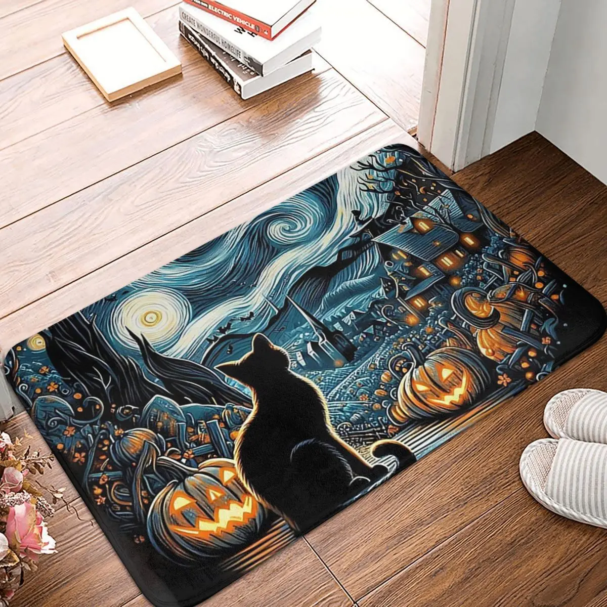 Van Gogh's Halloween Night Anti-slip Doormat Floor Mat Dust-proo Carpet Rug for Kitchen Entrance Home Bedroom Footpad Mats