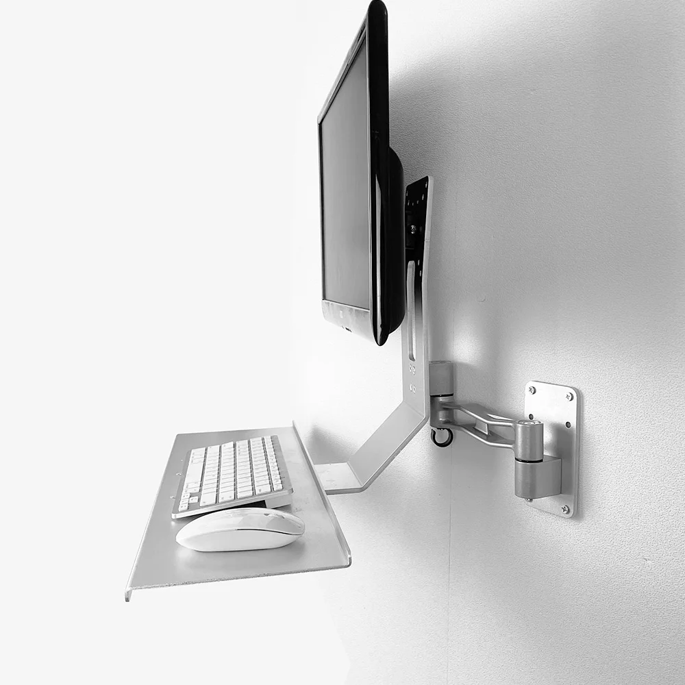 New Wall Mount Full Sit-Stand Workstation Arm and Vesa Mount Keyboard Holder Tray Monitor Stand