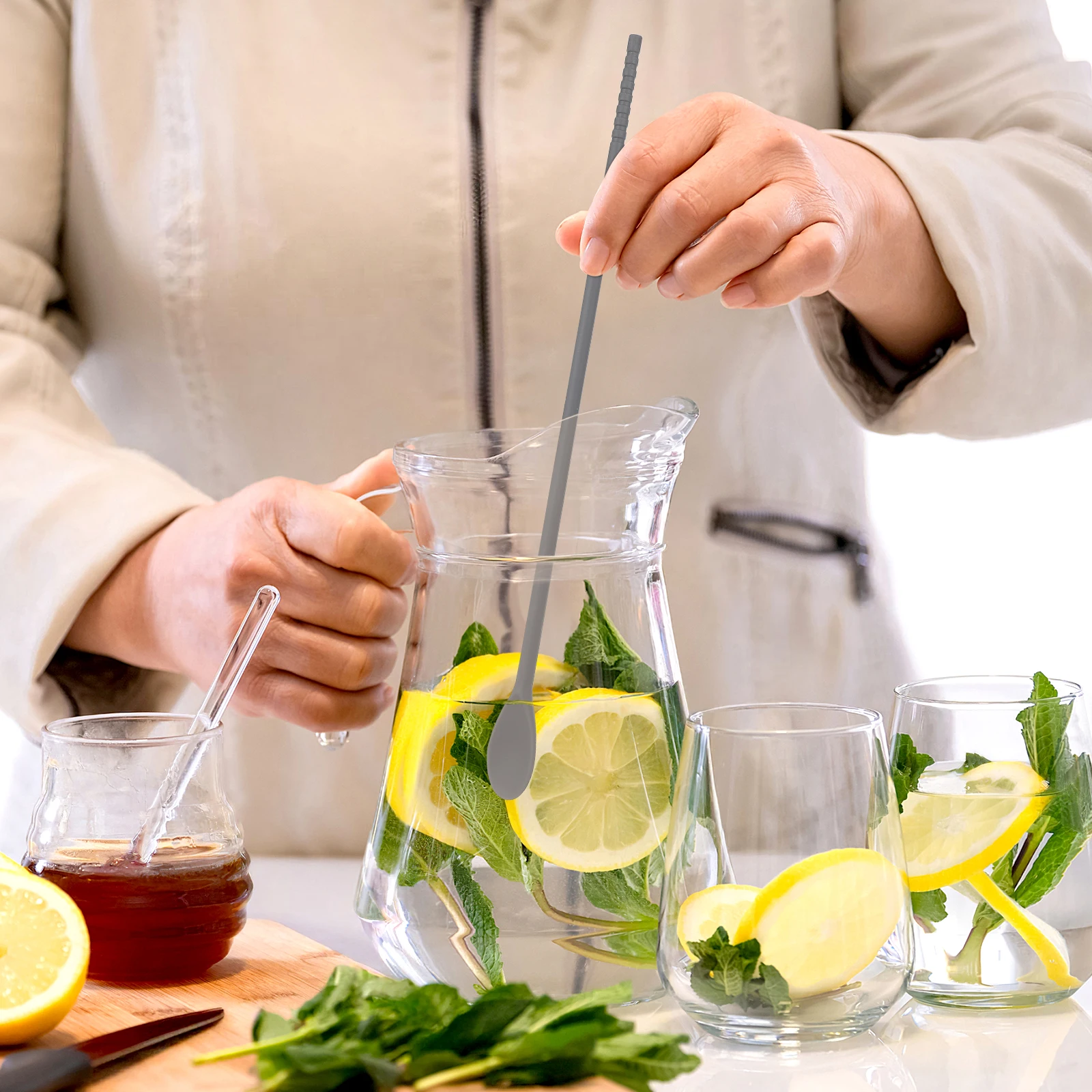 

Silicone Double End Spoon Bar Stirring Rod Multi-Use Chopsticks Kitchen Gadget Coffee Stirrer Multipurpose Spoon Beverage