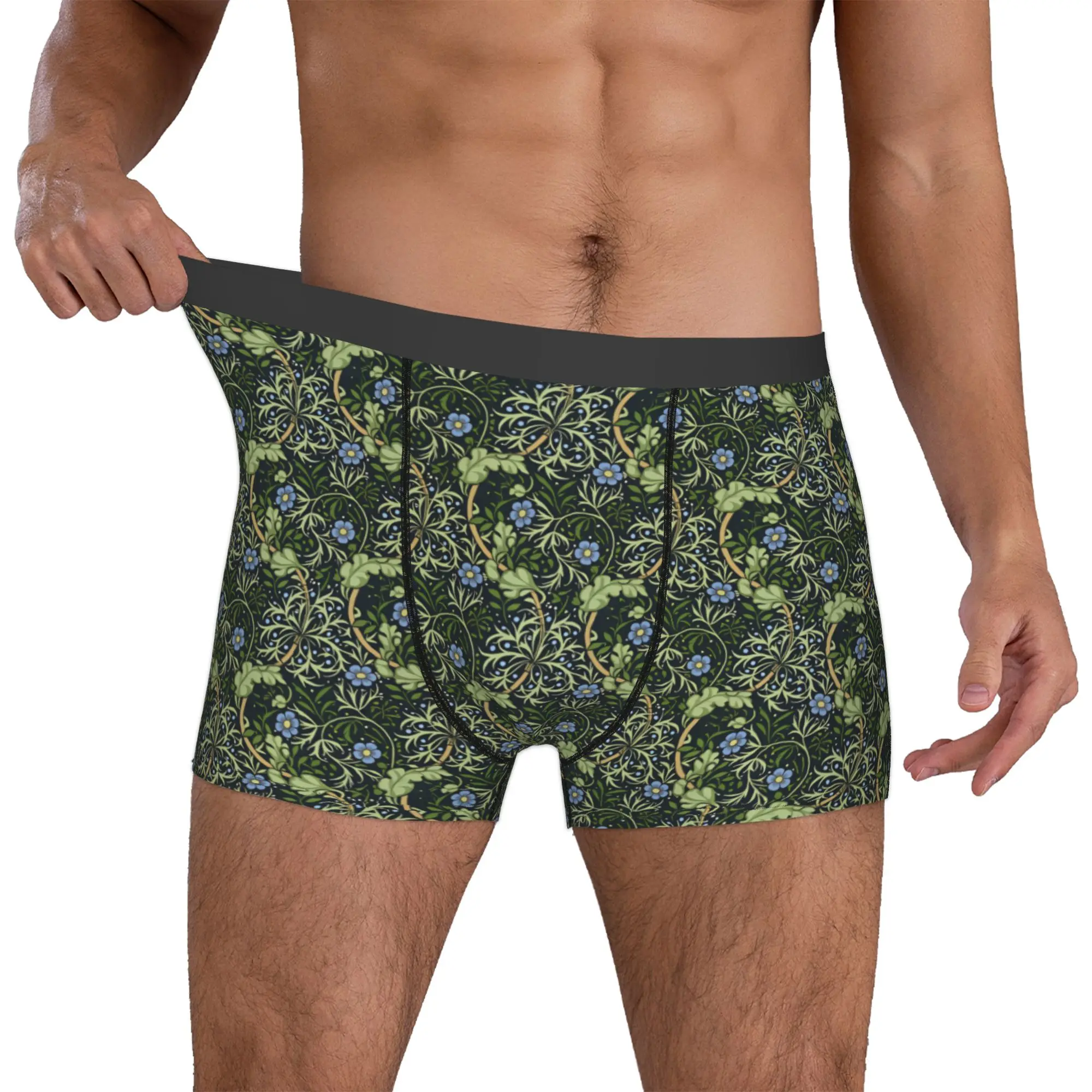Fashion William Morris Seaweed Boxers Shorts Panties Men's Underpants Stretch  Briefs Underwear