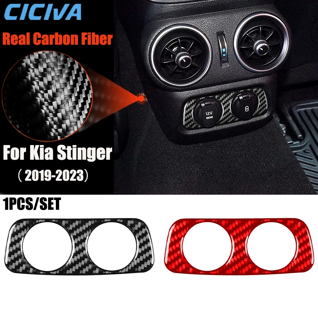 

Carbon Fiber Car Accessories Rear Air Vent Charger Panel Modified Interior Trim Cover Soft Sticker For Kia Stinger 2019-2023