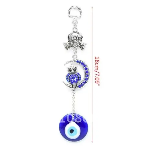 Blue Turkish Evil Eye Amulets Moon Owl Wall Protection Hanging Lucky Pendant Wind Chimes Garden Home Decorations Ornament Gift