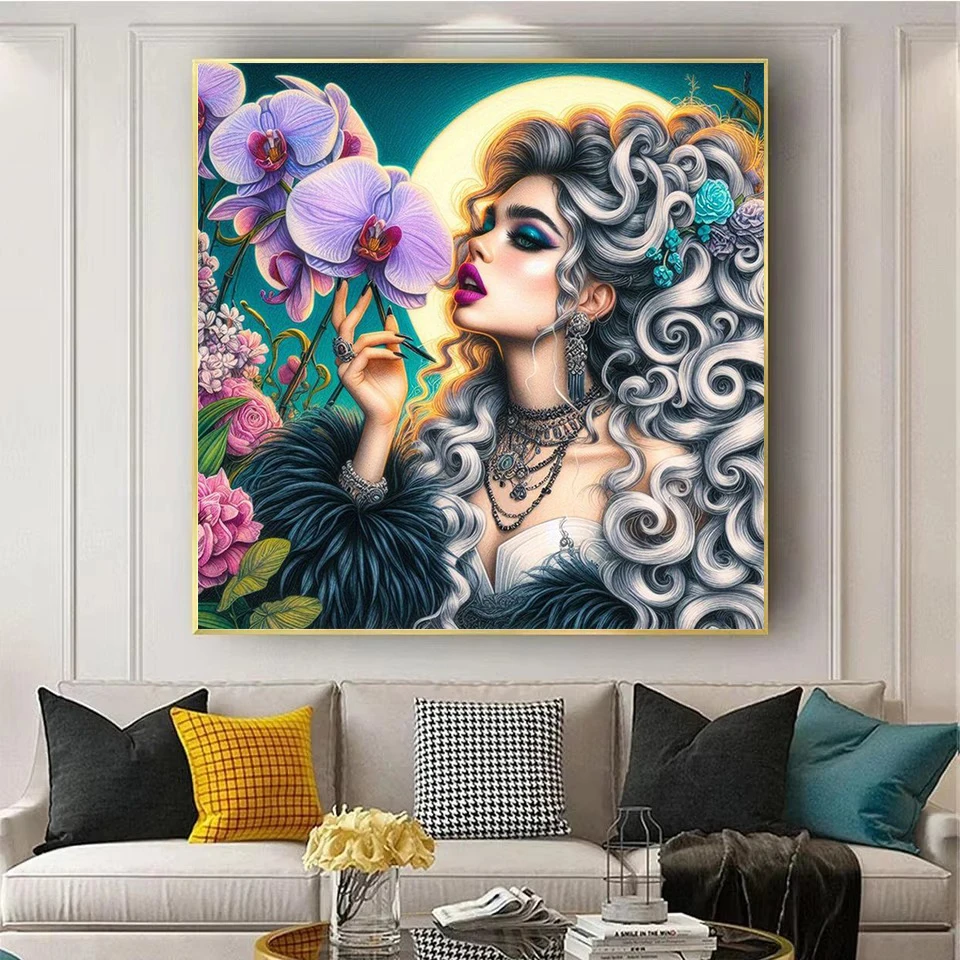 Full Diamond Painting Flower Woman Beautiful Tattoo DIY Fantasy Girl Portrait Diamond Mosaic Craft Kit Home Decor Handmade Gift