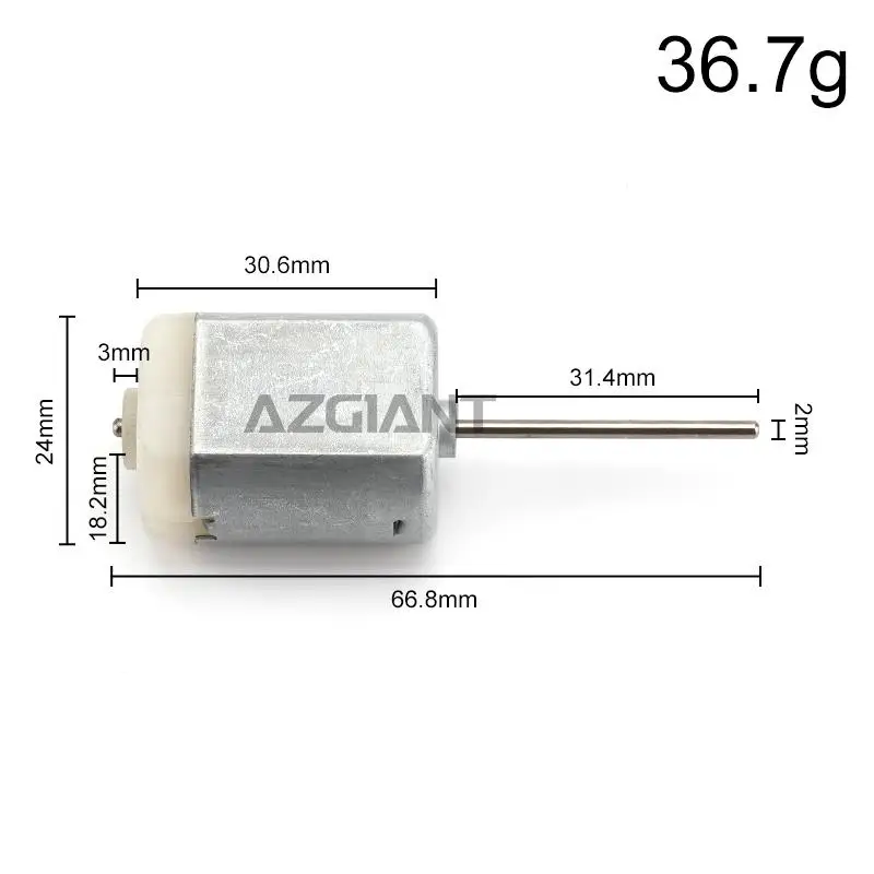 10 قطعة طول المحور 66.8 مللي متر 12 فولت موتور تيار مستمر فرشاة الكربون النحاس مقشر سبائك الألومنيوم البلاستيك الغطاء الخلفي أبيض جديد #2