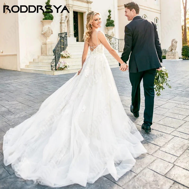 

RODDRSYA Sexy Backless Boho Wedding Dress Sweetheart Spaghetti Strap Bridal Party For Bride 2024 Gorgeous Lace vestidos de novia