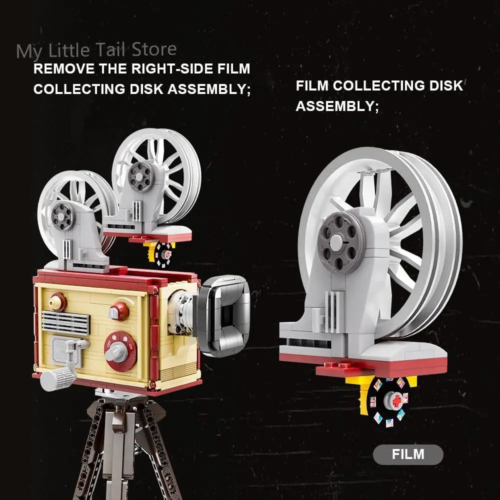 Retro Tribute Camera Building Blocks Set, Pantasy Vintage Movie Projector Bricks Kit, Retro Film Projector Blocks Set Kid Gifts