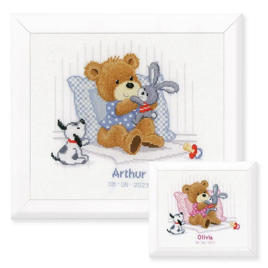 

Набор для счетных стежков, Медведь, Кролик и Собака, Белый, Прибл. 25 х 21 см