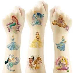 Disney Princess Cinderella Jasmine Tattoo Sticker Waterproof Sticker Funny Kids Girls Birthday Party Decorations Gift Toys