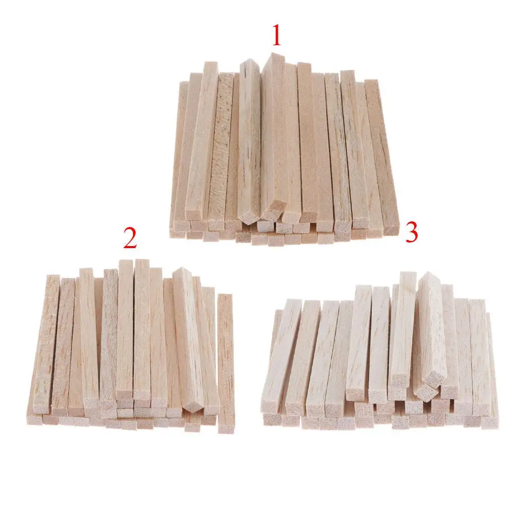 30pcs Unpainted Balsa wood quadrate Stick Modelling Craft Mini Dollhouse