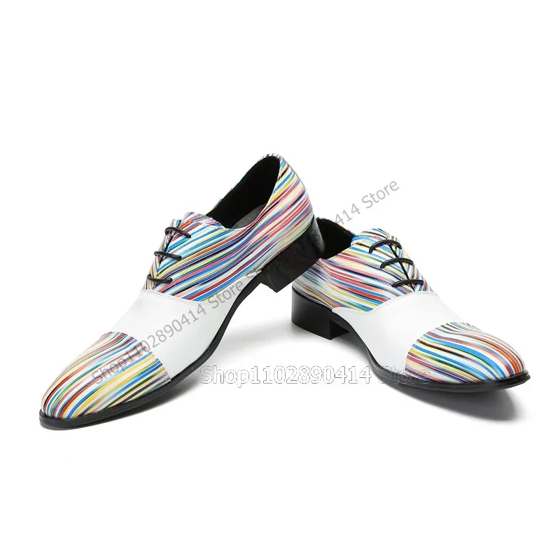 Gemengde kleur gestreepte print strappy herenschoenen mode slip-on heren casual schoenen luxe handgemaakte feestbanket herenkleding schoenen