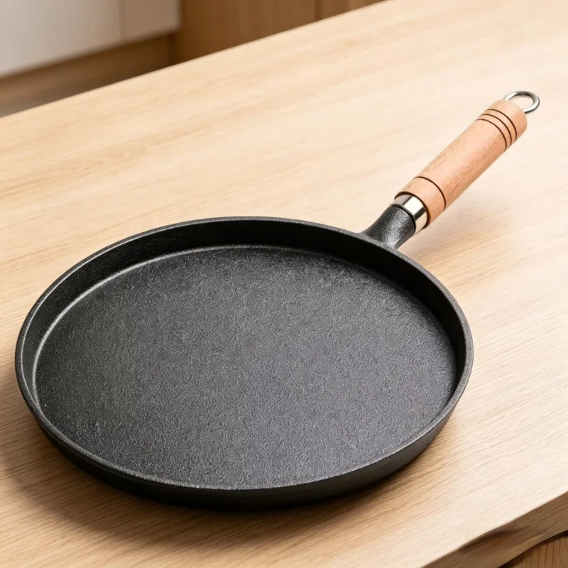 20/23/26cm Uncoated Cast Iron Fry Pan, Non-stick Pancake Egg Skillet, Cookware for Gas Induction Cooker & Outdoor BBQ