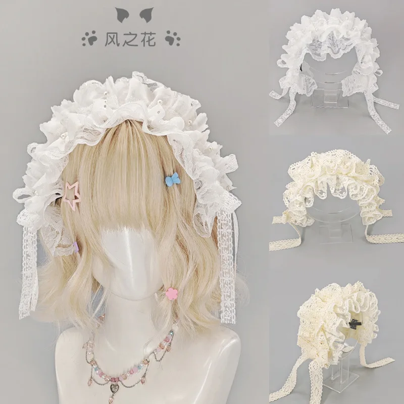 

Sweet Lolita Lace Headband With Bow Maid Cosplay Hairband Night Party Hair Accessories For Girls