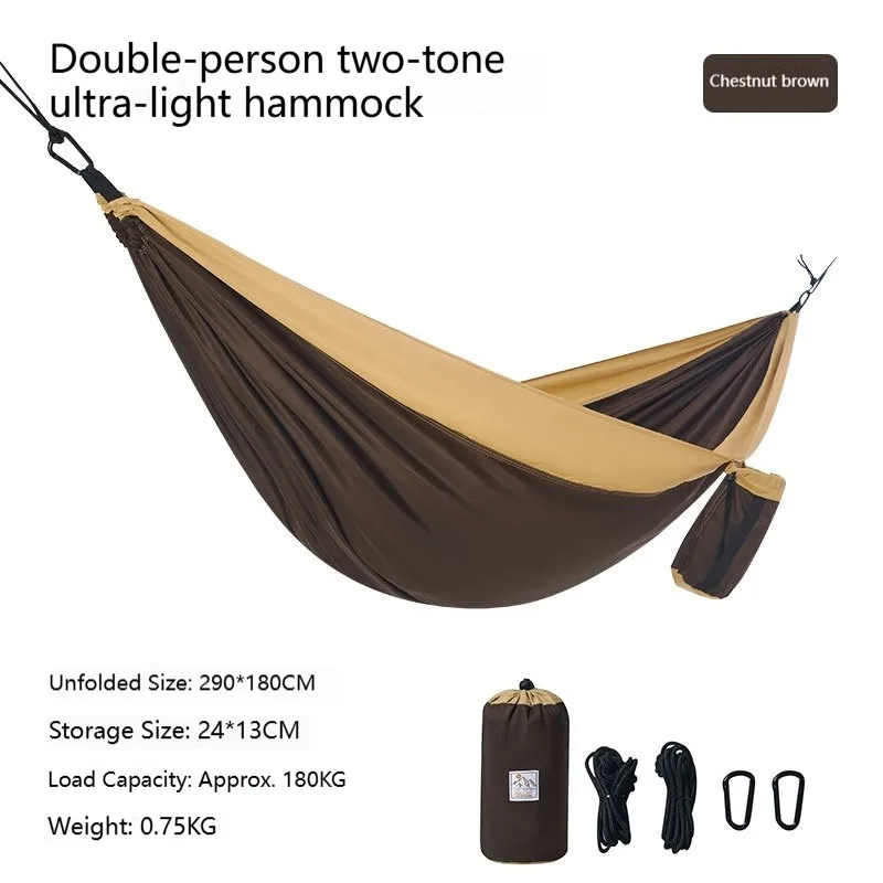 Portable Double Camping Hammock Anti-Rollover Lightweight with Hanging Rope