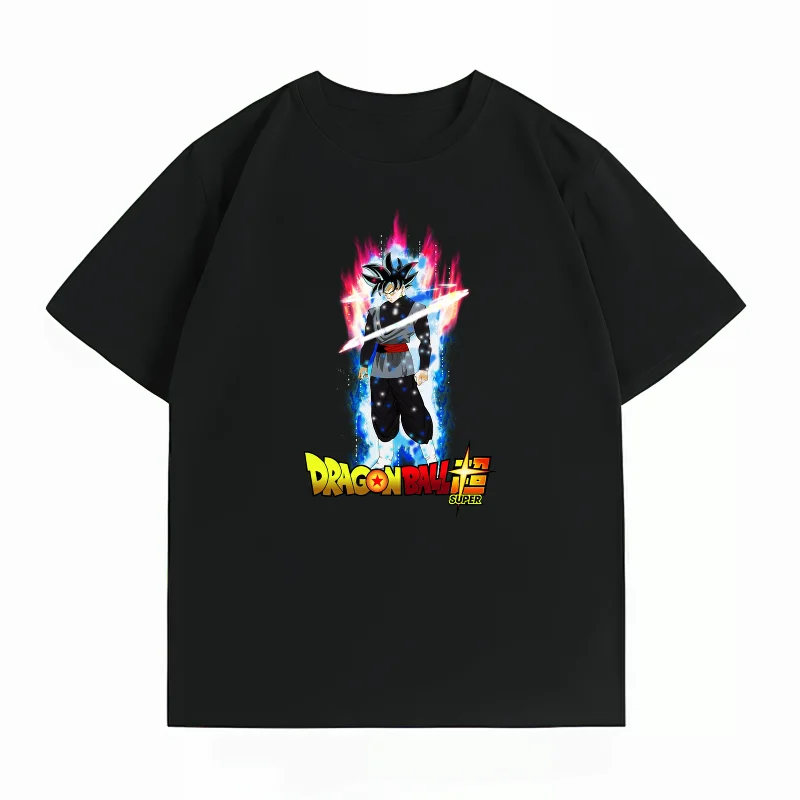 Ropa para hombre, nueva camiseta 100% de algodón de verano, camiseta Bandai Dragon Ball para hombre, camiseta informal con estampado negro de Goku para hombre