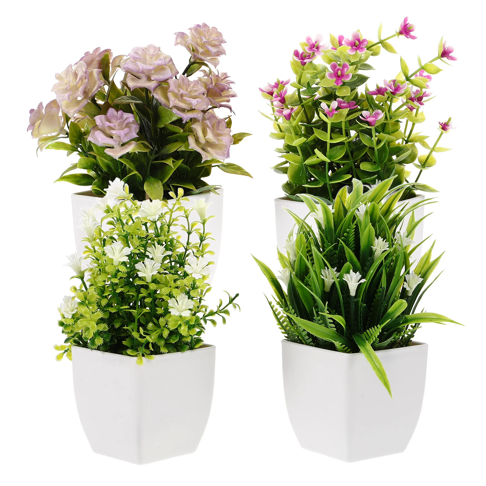 

4Pcs Artificial Potted Plant Faux Bonsai Realistic Decorative Greenery for Desktop Living Room Office Home Artificial Plants