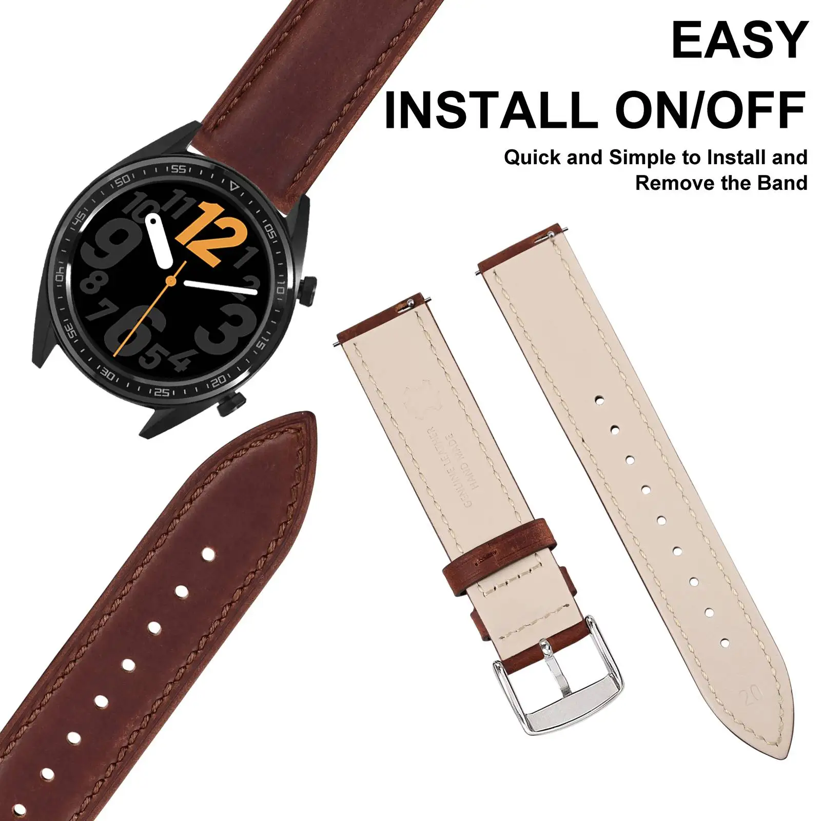 ANNEFIT Crazy Horse Leather Watch Straps  Vintage Watchbands 18mm 19mm 20mm 21mm 22mm for Men Women Quick Release  Replacement