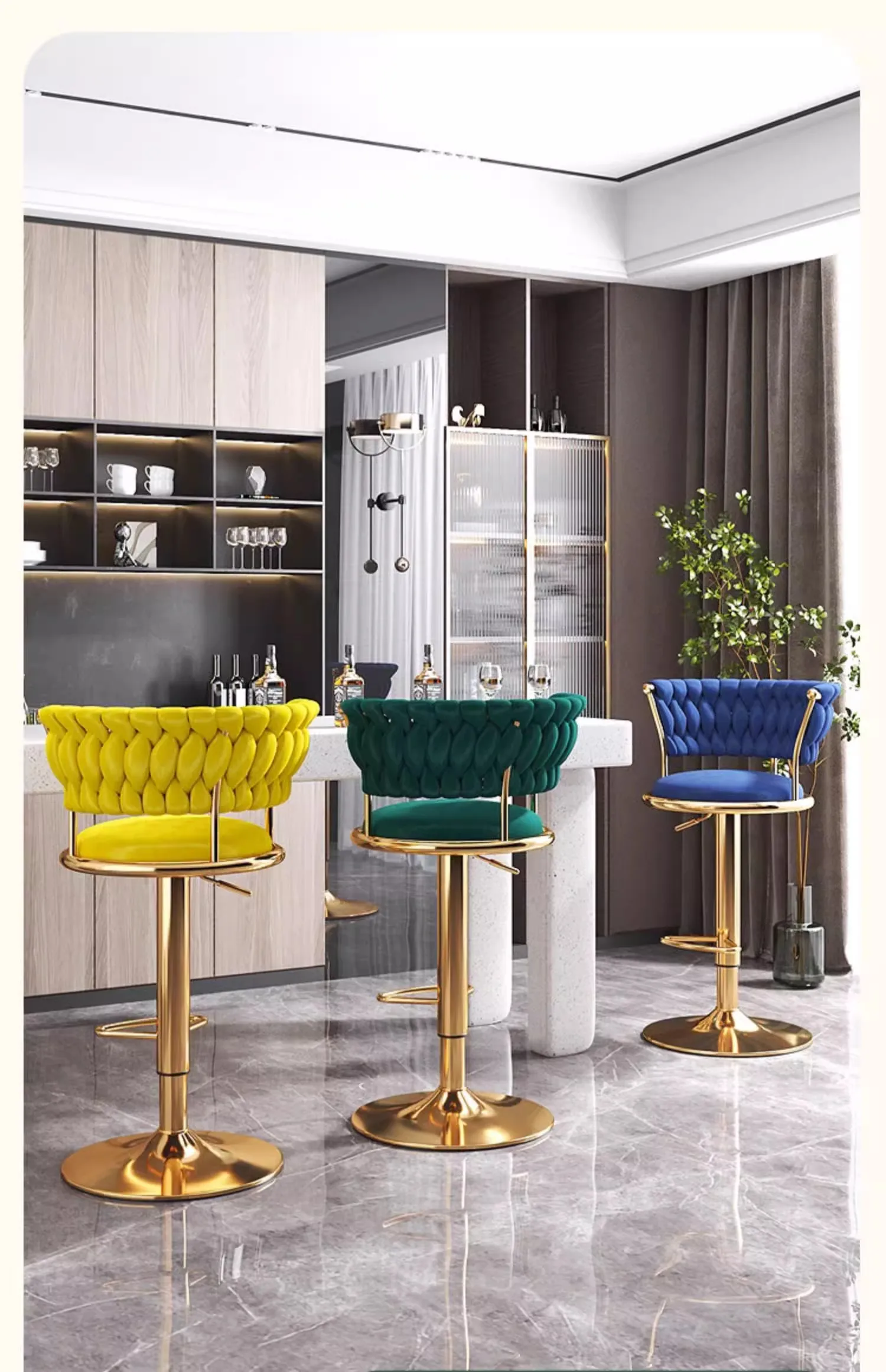 Rotating Cashier Bar Chair, Elevated Front Desk Chair, Lifting Bar Chair, High Legged Modern Minimalist Backrest Chair