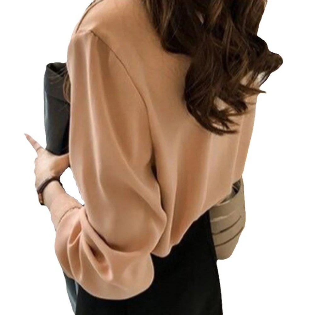 

Новая модная однотонная простая рубашка, женские шифоновые рубашки и блузки, легкие повседневные топы с длинными рукавами