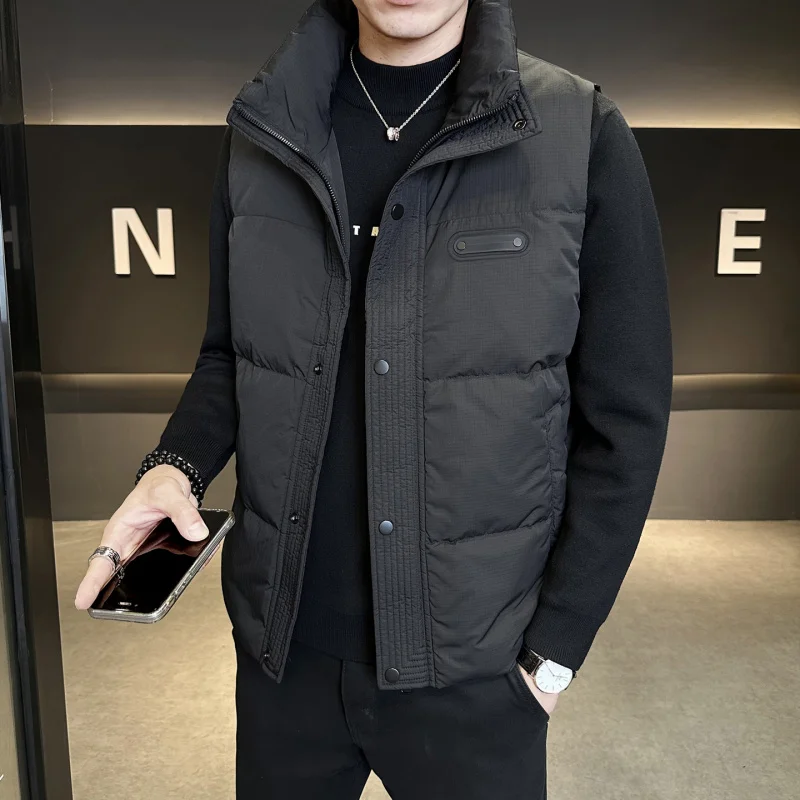 

Men's Faionable ort Lightweight Stand Collar down Vest Autumn Winter Outerwear Comfortable Durable Zipper Closure Jaet
