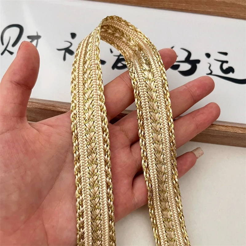 골드 와이어 직조 리본 레이스 액세서리, 수제 DIY 의류 커프스 칼라 장식 재료, 2cm 너비