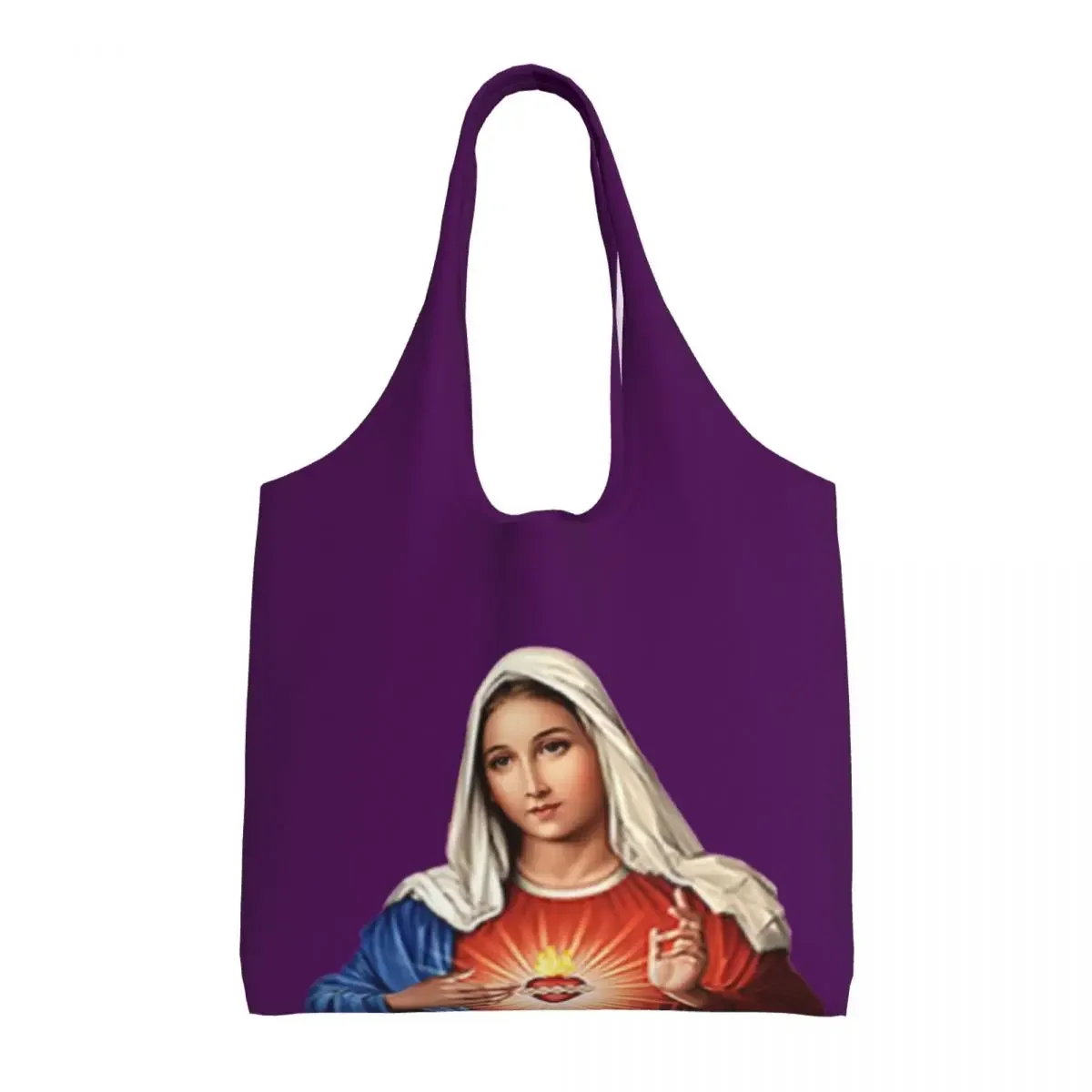 

Mary Our Lady Of Perpetual Help Mother Of God Shopping Canvas Bag Women Reusable Large Capacity GroceriesTote Shopper Bags