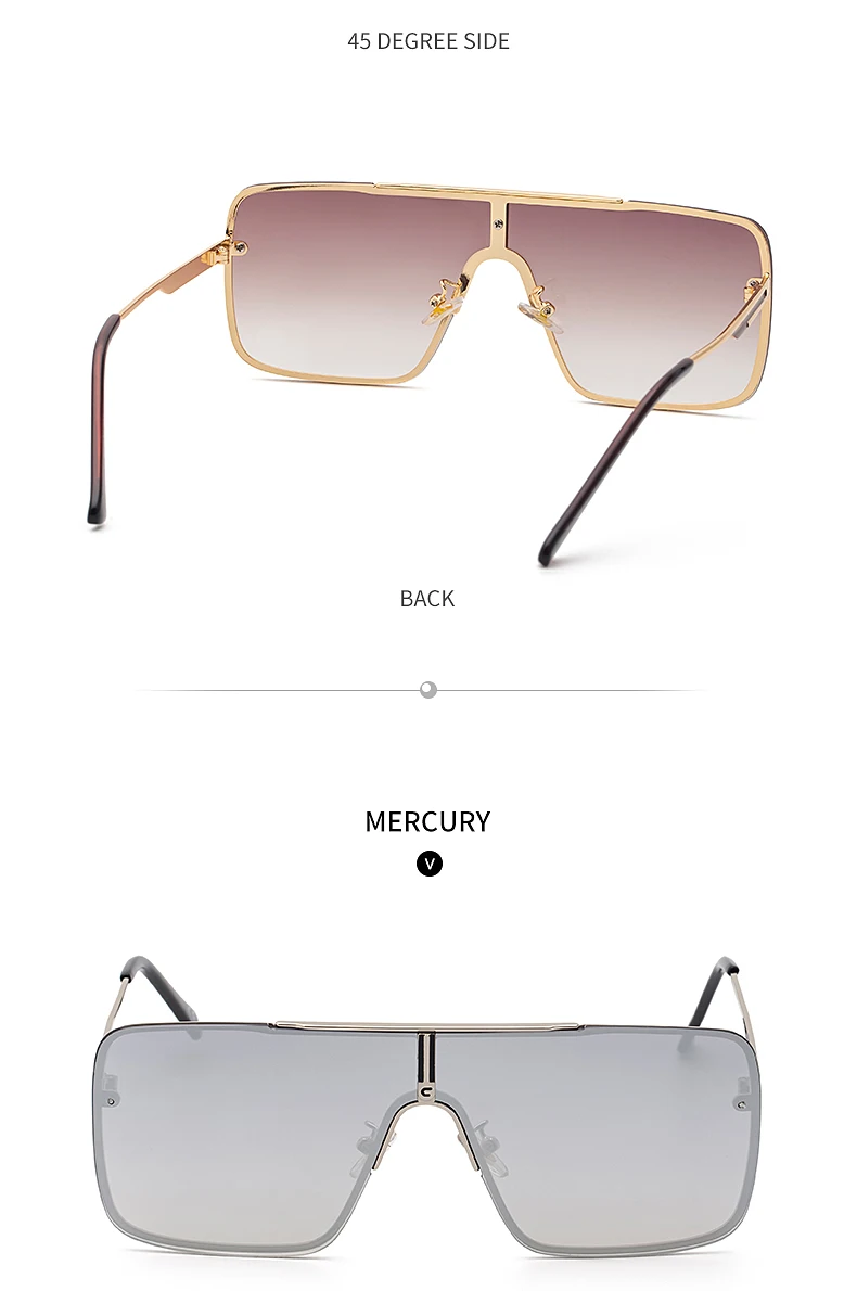 Übergroße Steampunk Einteiler-Sonnenbrille für Herren 2026 Luxusmarke Randlose Punk-Sonnenbrille für Männer Vintage Eyewear Shades – Detail 14