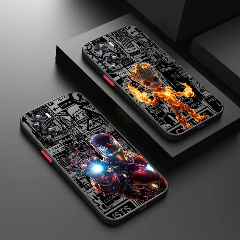 

Marvel Deadpool Groot Iron Man Phone Case For OPPO Find X3 X5 Lite Pro A98 A94 A93 A78 A79 A76 A58 A57 5G Frosted Translucent