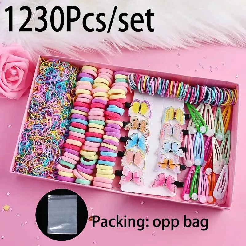 ncmama 1230Pcs Fashion Colorful Hair Bands Cute Women Girls Elastic Rubber Band Scrunchies Ponytail Holder Hair Accessories Set