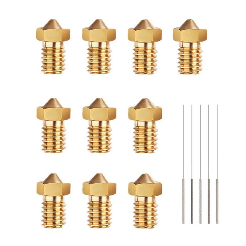 

10 шт. высокоскоростных латунных сопел для печати, 5 шт. игл для 3D-принтера E3D V6, аксессуары