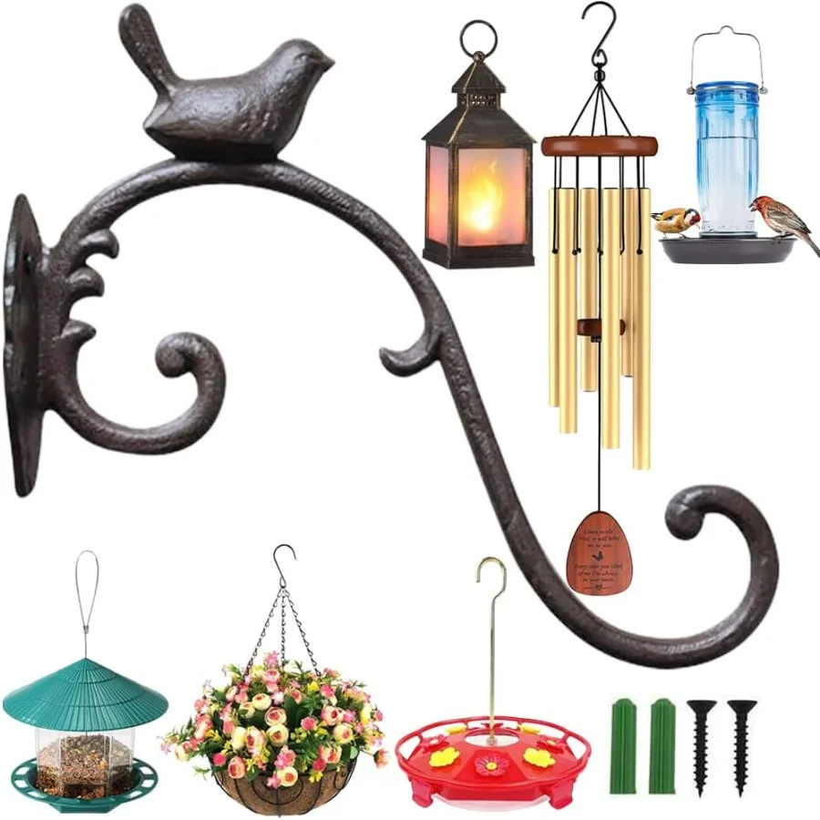 

Wrought Iron Plant Hangers 10 Deep Hanging Plant Hook Outdoor Indoor Plant Hanger Bracket Holder for Hanging Basket Plant Bird