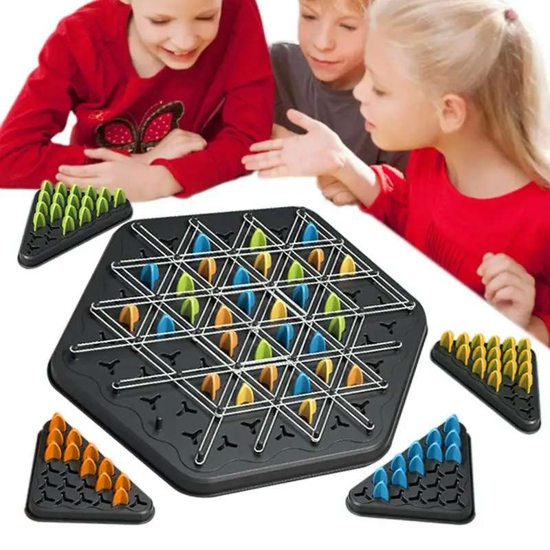 Geometry Chain Chess Puzzle Triangle Chess Kid Aldult Desktop Game Rubber Band Training Family Interaction Exercise Thinking Toy