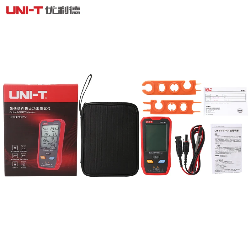 Imagem -06 - Uni-t Solor Mppt Medidor Fotovoltaico Tester Potência Máxima Pico de Tensão do Circuito Aberto Curto-circuito Atual Teste Lmp Pmax Ut673pv