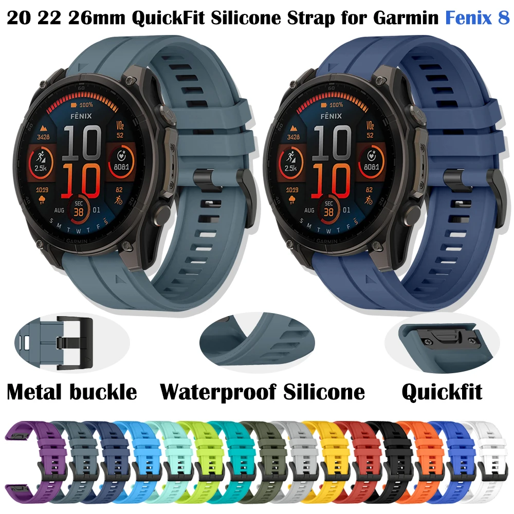 20 22 26mm Offizielles Schnellwechsel-Silikonarmband für Garmin Fenix 8 Pro 51mm 47mm 43mm Epix Pro 51mm Epix Gen 2 Outdoor-Armband