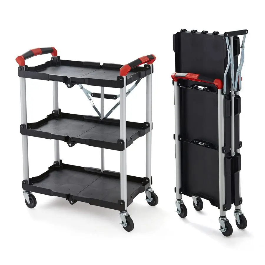 

410007 PackNRoll 150 lbs Folding Collapsible Service Cart, Black Red