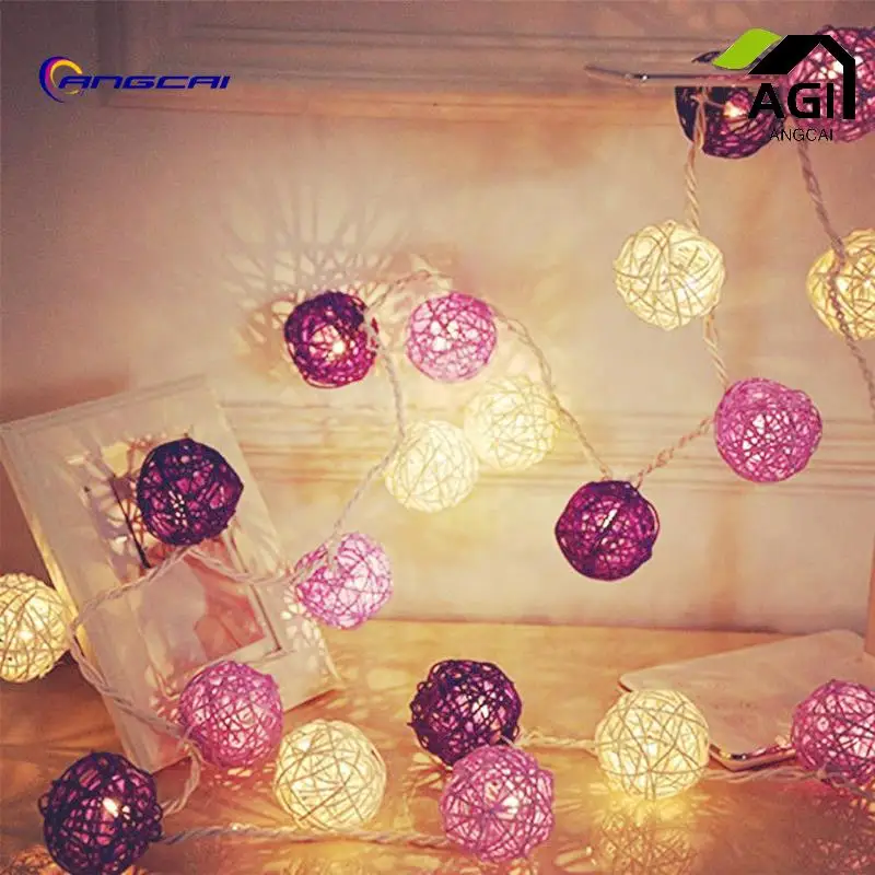 

Rattan Ball LED String Lights, Warm White, Christmas, Wedding Party, Fairy Lights, 3M, 20Bulbs, 110V, 220V