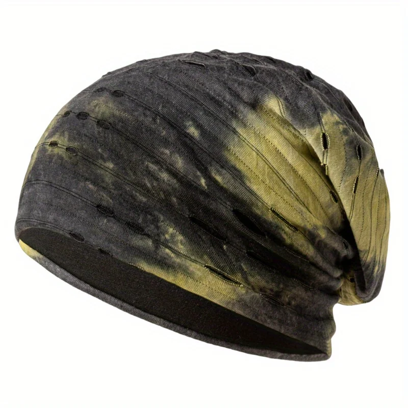 

Distressed Print Slouchy Beanie Ear Protection Design Knitted Skull Cap for Women Girls Autumn Winter Spring Daily Fashion