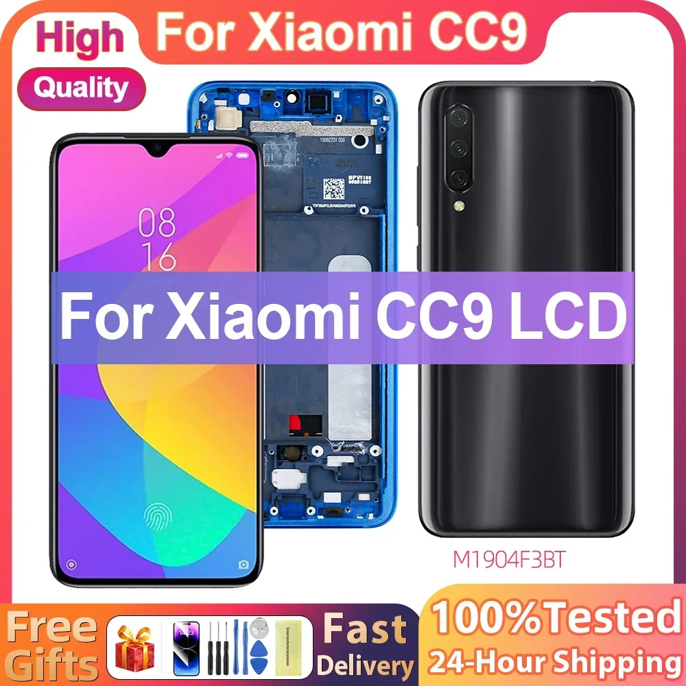 

6.39" New Screen For Xiaomi Mi CC9 M1904F3BG LCD Display Digital Touch Screen Assembly with Frame For Xiaomi Mi CC9 Replacement