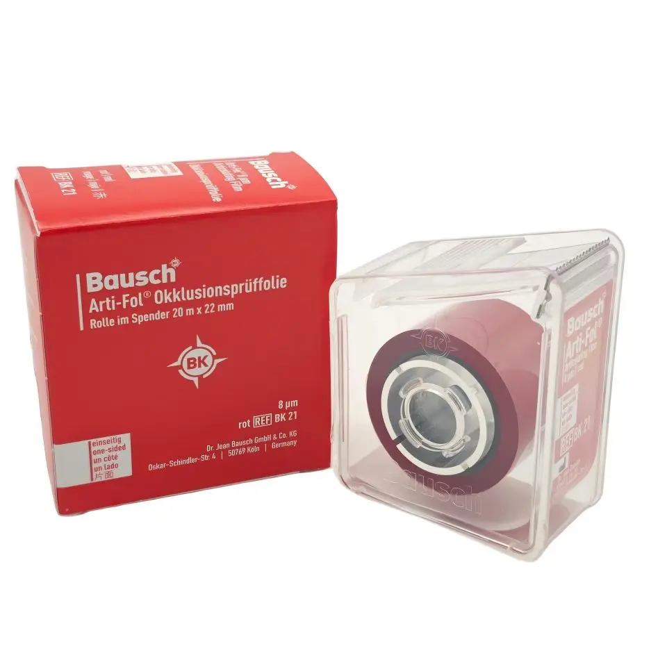 Bausch Arti-Fol Articulating Film Dental 8µm Metal Foil Ultra Thin Bite Paper for Occlusion Check Occlusal Adjustment 20m/Roll