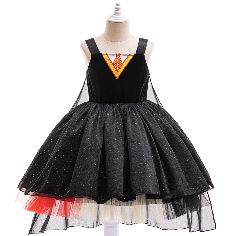 

Kids Girls sequined patchwork sleeveless mesh skirt, Campus Graduation Cosplay Costume Stage Performance Birthday Party Dress Ha