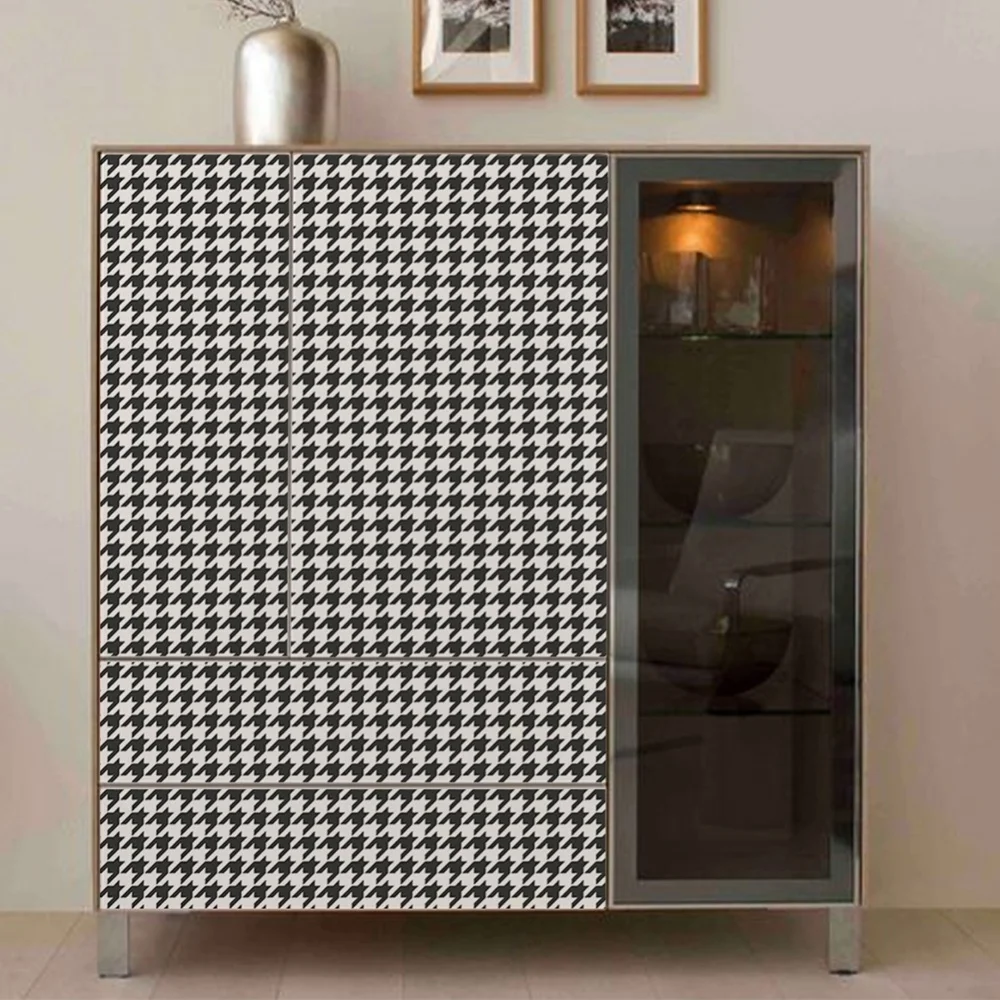 For Countertops Wardrobe Kitchen Decorative Wall Paper Houndstooth Contact Paper Shelf Liners Self Adhesive Wallpaper #