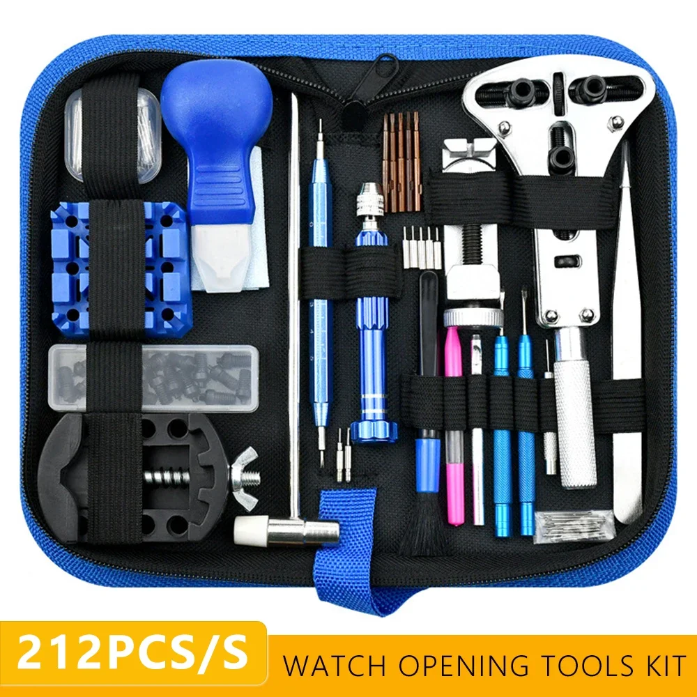 212Pcs Watch Repair Tools Kit Opener Link Kit Removal Spring Bar Screwdriver Back Case Open Battery Replace Watchmaker Tool Set