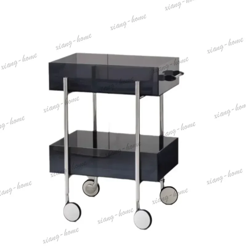 Factory Direct ​​Nordic Luxury Acrylic Coffee Table Double Layer Mobile Designer Storage Ins Aesthetic Salon Cart Commercial Fur