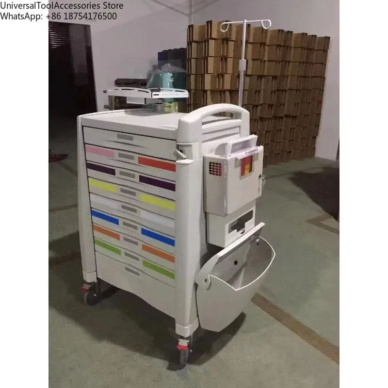Emergency Cart Crash Trolley for Clinic Plastic Medication Cart Treatment Trolley