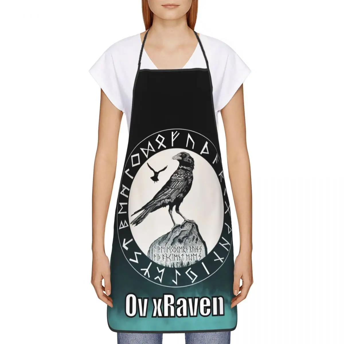 Unisex Odin Ravens Huginn Muninn Vikings Kitchen Chef Cooking Baking Apron Women Men Tablier Cuisine for Painting